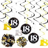 FLOFIA Kit Decoración 18 Cumpleaños Años Decoración Colgante Remolinos de Techo Adornos Espirales + Número 18 + Mesa…